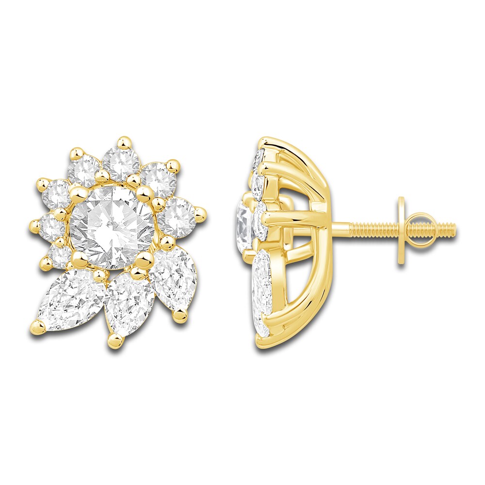 Diamond Floral Halo Earring Jackets 1 ct tw Pear/Round 14K Yellow Gold lUTih2vl Diamond Floral Halo Earring Jackets 1 ct tw Pear/Round 14K Yellow Gold lUTih2vl