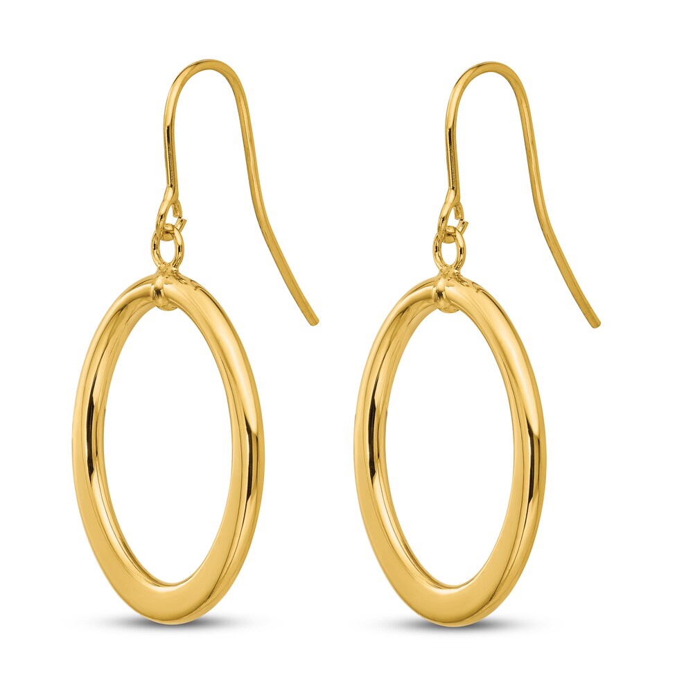 Tapered Flat Oval Dangle Earrings 14K Yellow Gold liSMXsTW Tapered Flat Oval Dangle Earrings 14K Yellow Gold liSMXsTW