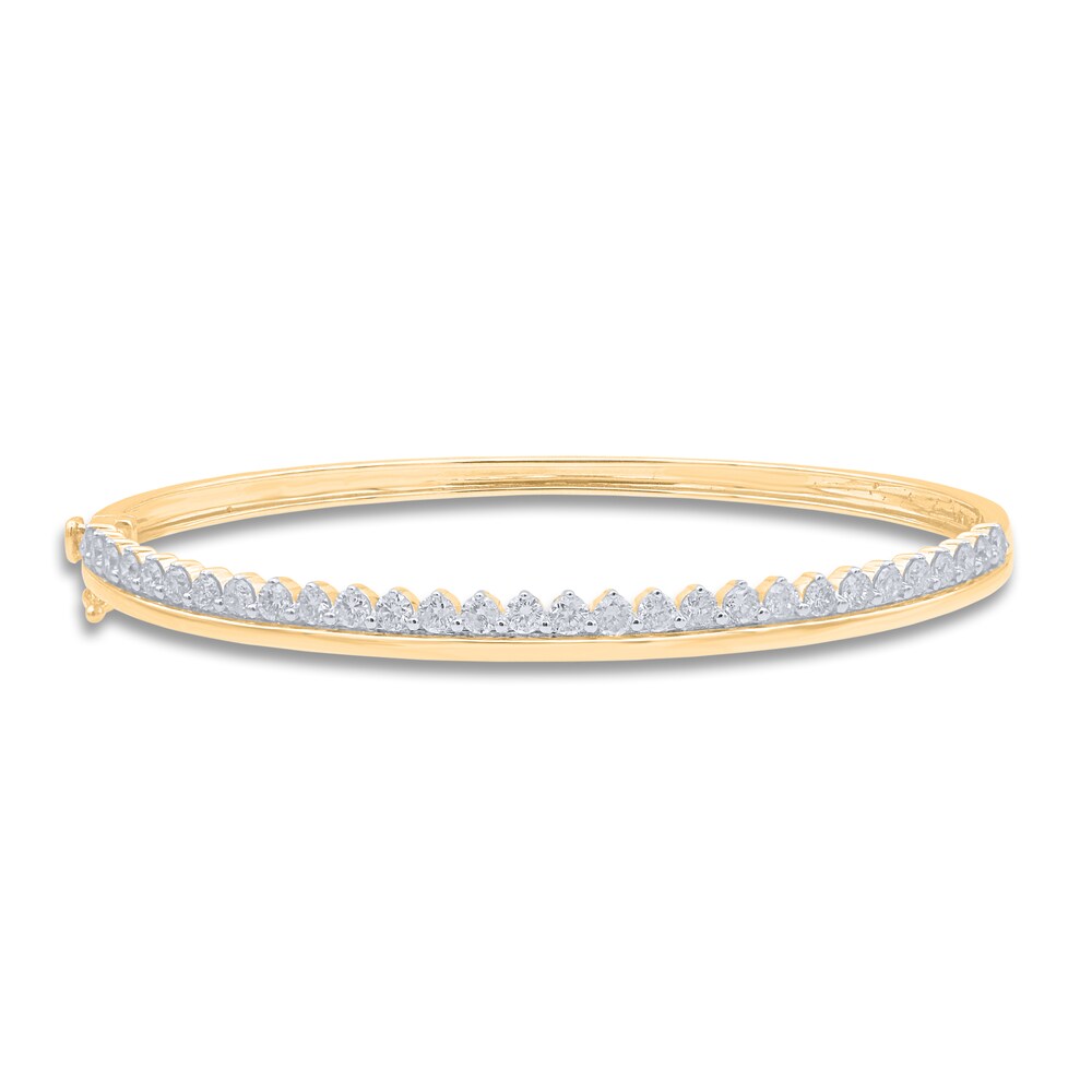 Diamond Bangle Bracelet 1-1/2 ct tw Round 14K Yellow Gold 7" lju5f3Fs Diamond Bangle Bracelet 1-1/2 ct tw Round 14K Yellow Gold 7" lju5f3Fs