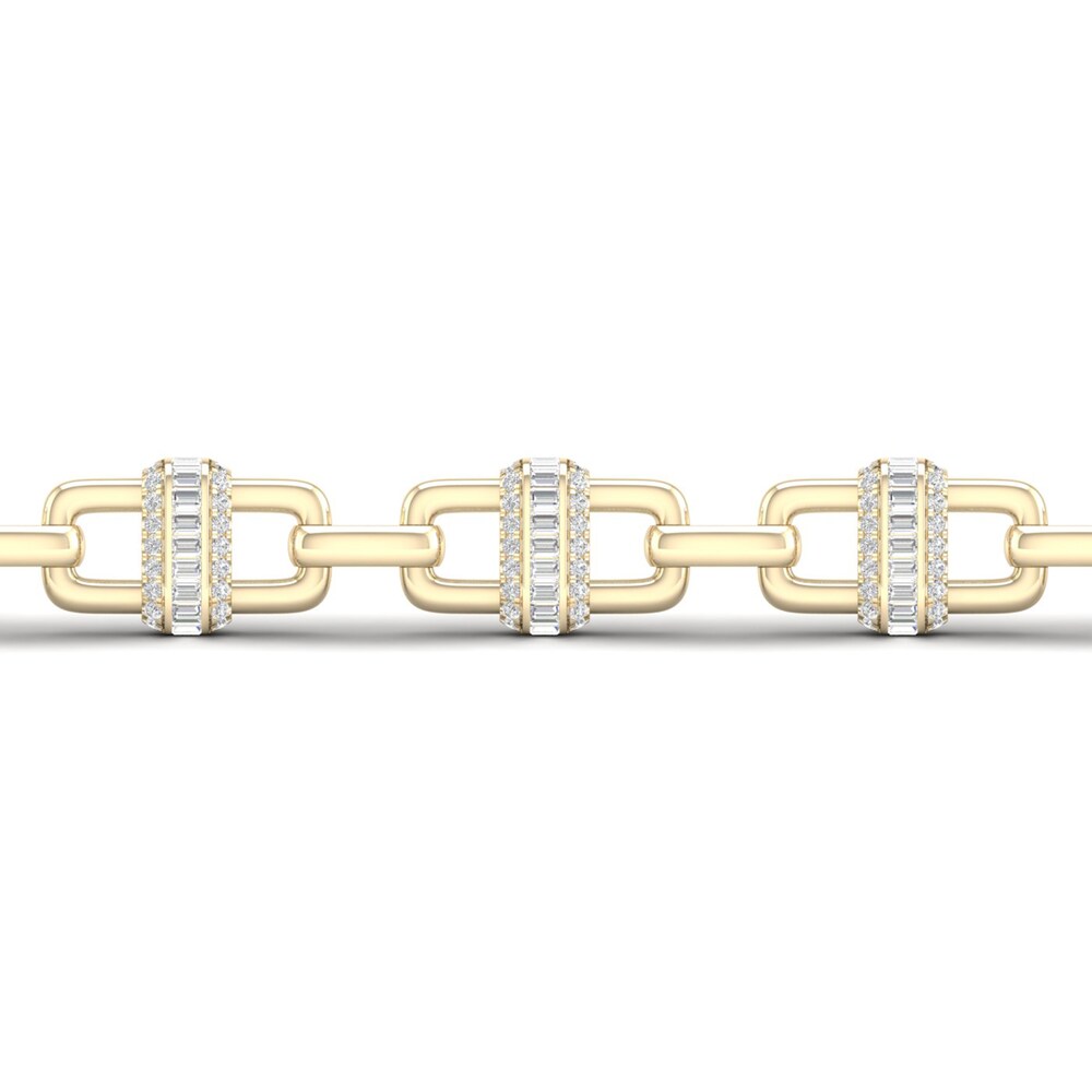 Men\'s Lab-Created Diamond Bracelet 3-1/3 ct tw Round/Baguette 14K Yellow Gold lkBfdxv3