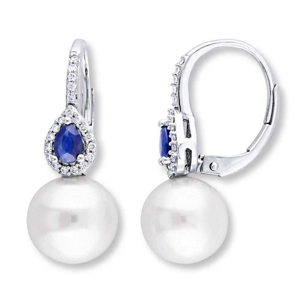 Cultured Pearl Earrings 1/8 ct tw Diamonds 14K White Gold lvgGPsN5 Cultured Pearl Earrings 1/8 ct tw Diamonds 14K White Gold lvgGPsN5