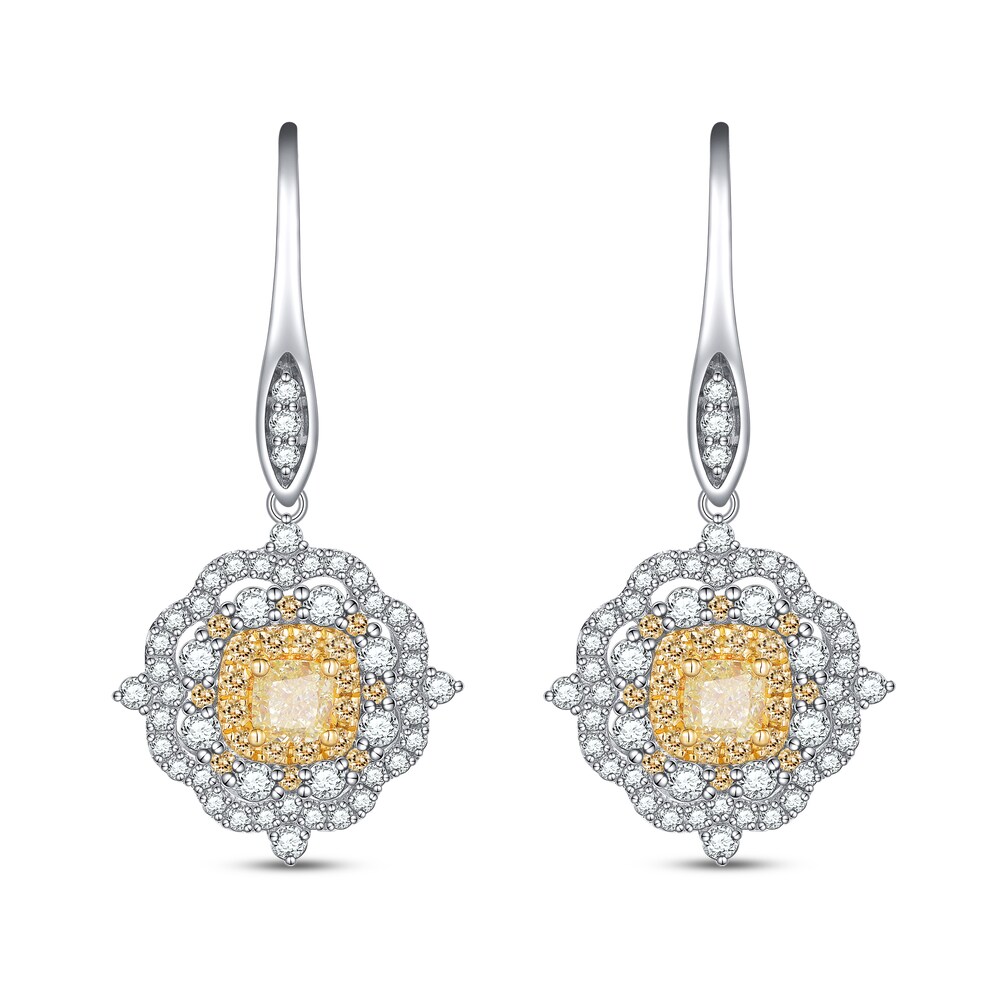 Diamond Earrings 1 5/8 ct tw Round/Cushion Two-Tone Gold lzz9FgsM Diamond Earrings 1 5/8 ct tw Round/Cushion Two-Tone Gold lzz9FgsM