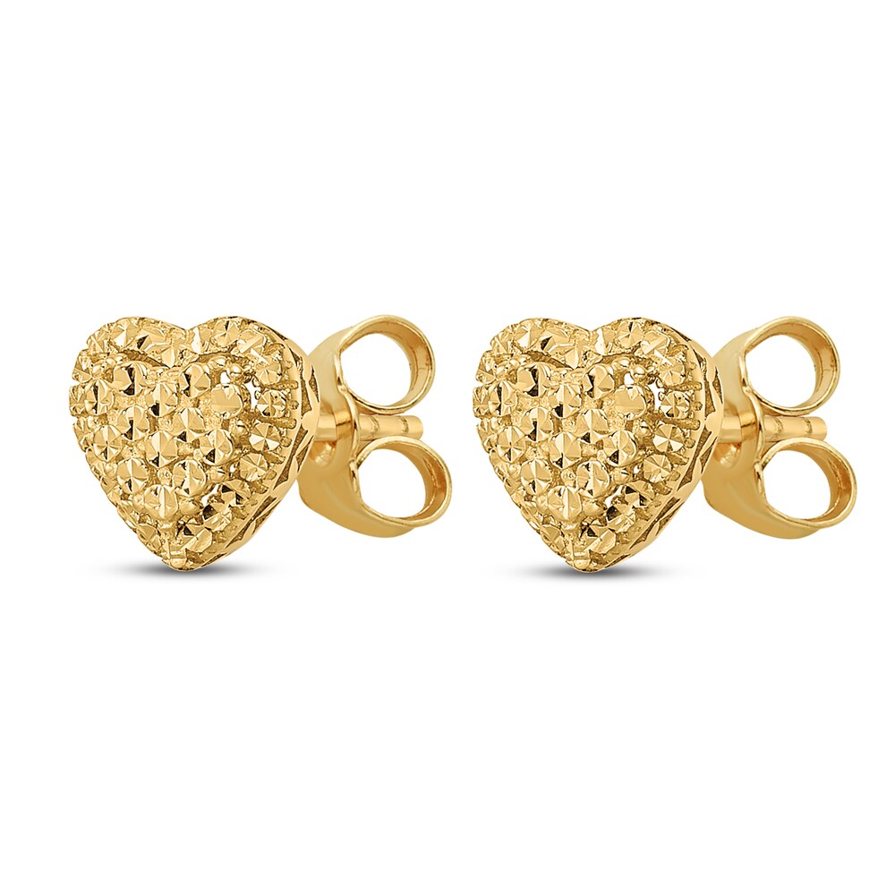 Diamond-cut Heart Stud Earrings 14K Yellow Gold m1xAJFOI Diamond-cut Heart Stud Earrings 14K Yellow Gold m1xAJFOI