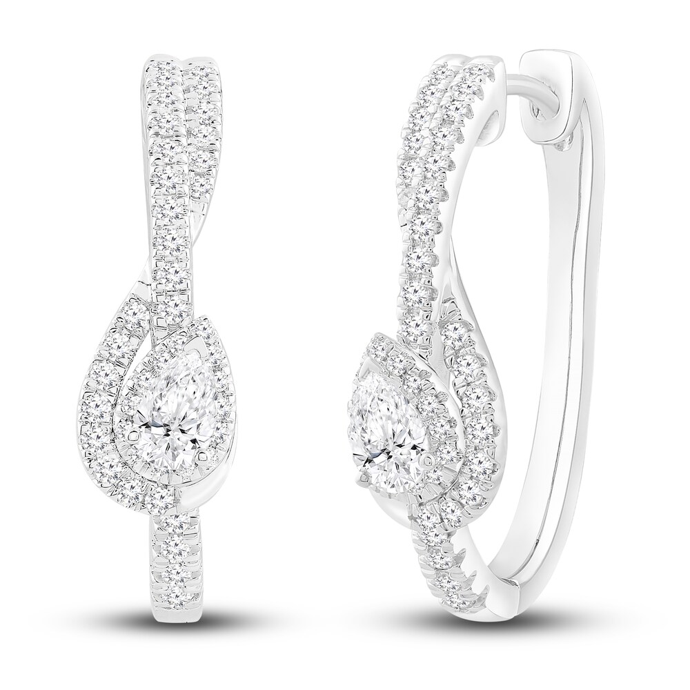 Diamond Treble Clef Hoop Earrings 1 ct tw Pear 14K White Gold m3k9cmKG Diamond Treble Clef Hoop Earrings 1 ct tw Pear 14K White Gold m3k9cmKG