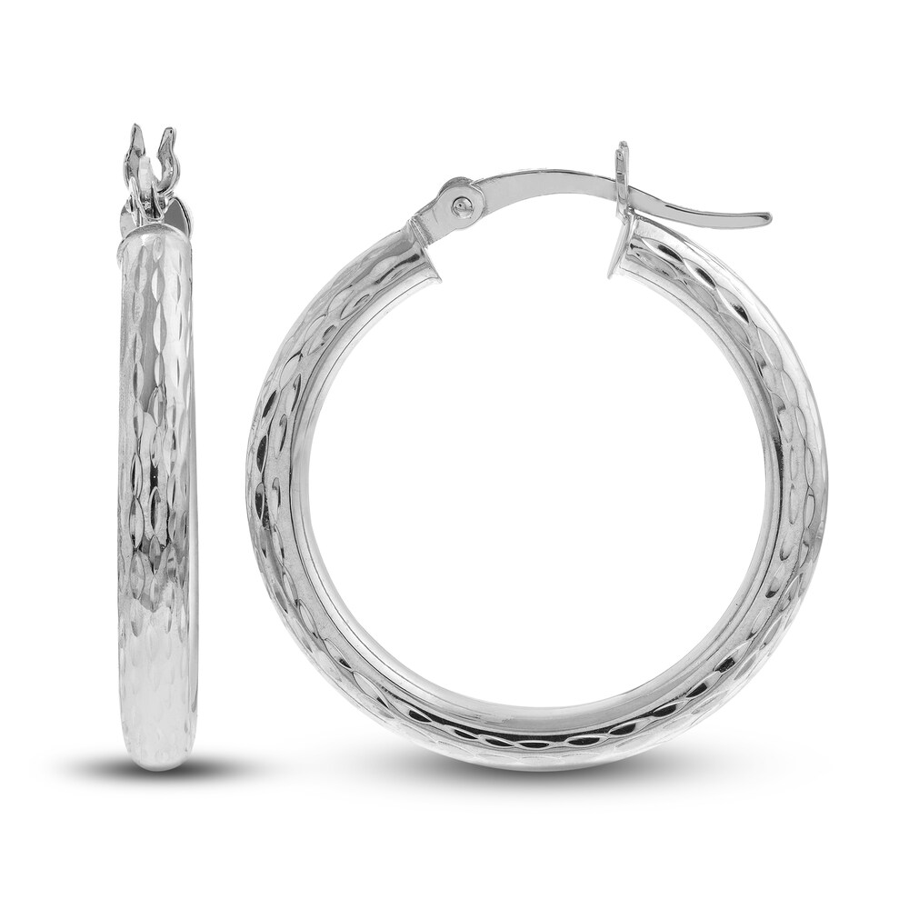 Diamond-Cut Round Hoop Earrings 14K White Gold 25mm m4CpAKDo Diamond-Cut Round Hoop Earrings 14K White Gold 25mm m4CpAKDo
