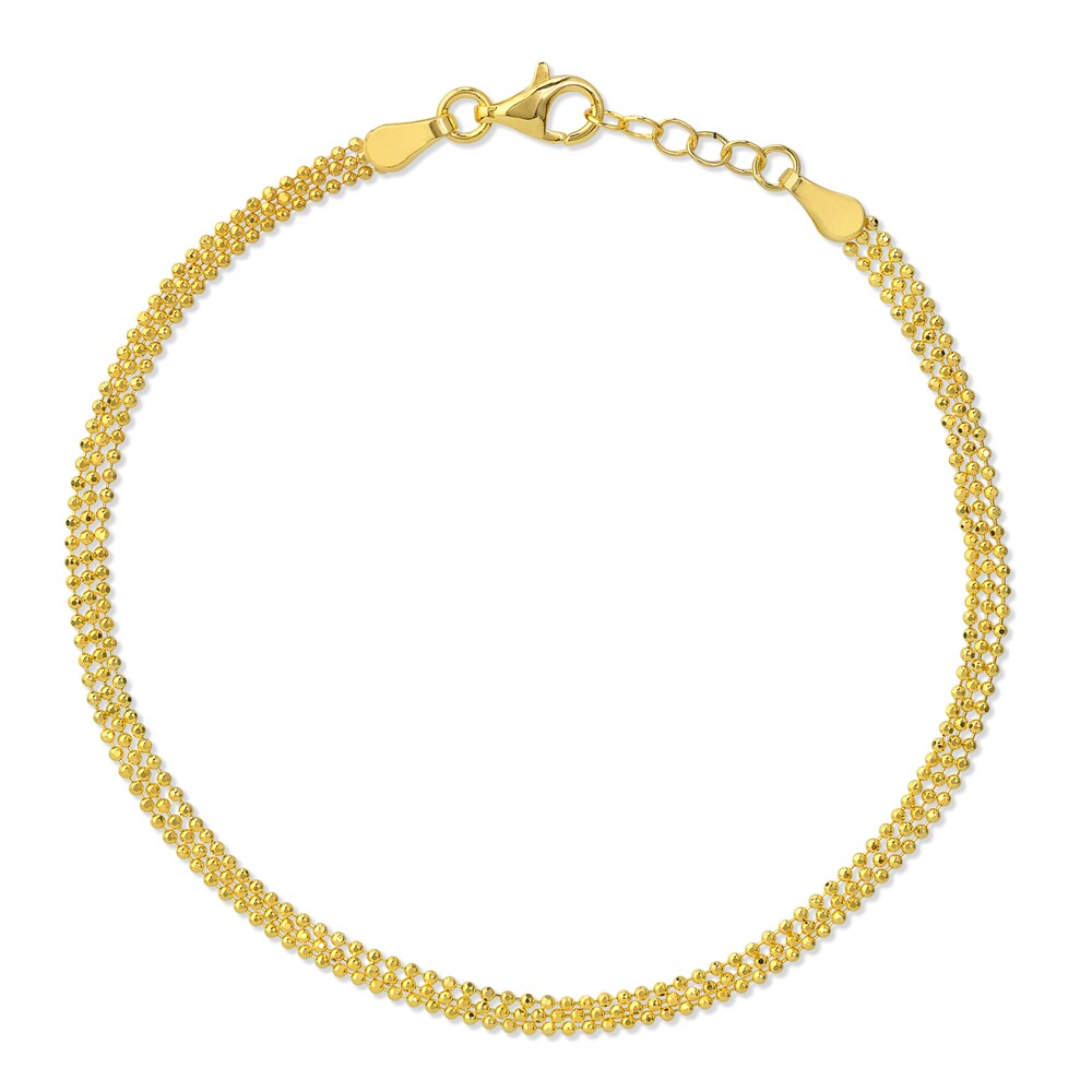 Triple Layer Bead Bracelet 14K Yellow Gold 7" m9Jg5hAD Triple Layer Bead Bracelet 14K Yellow Gold 7" m9Jg5hAD