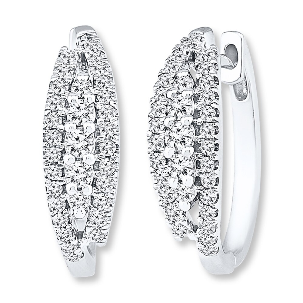 Diamond Hoop Earrings 3/4 ct tw Round-cut 14K White Gold m9SXmZQ9 Diamond Hoop Earrings 3/4 ct tw Round-cut 14K White Gold m9SXmZQ9