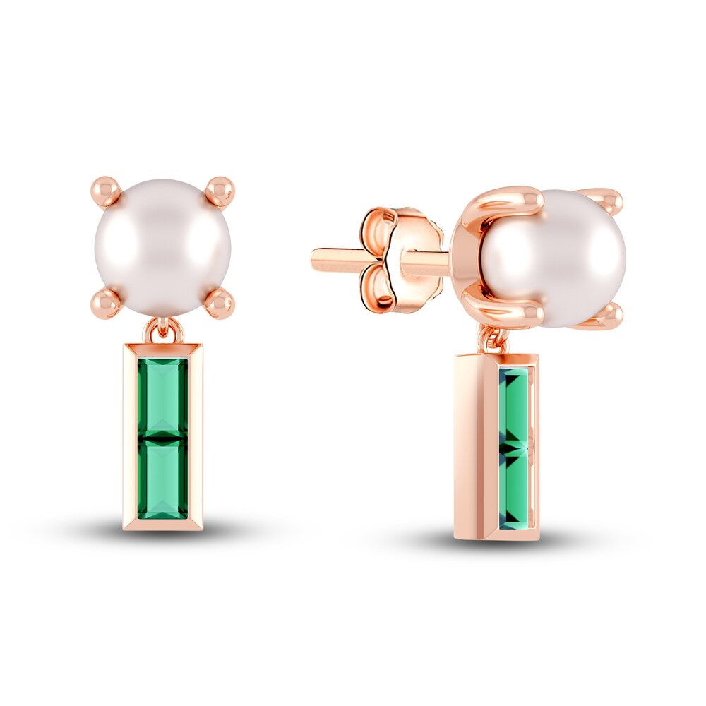 Juliette Maison Natural Emerald Baguette and Cultured Freshwater Pearl Earrings 10K Rose Gold mHT9Qoc0 Juliette Maison Natural Emerald Baguette and Cultured Freshwater Pearl Earrings 10K Rose Gold mHT9Qoc0