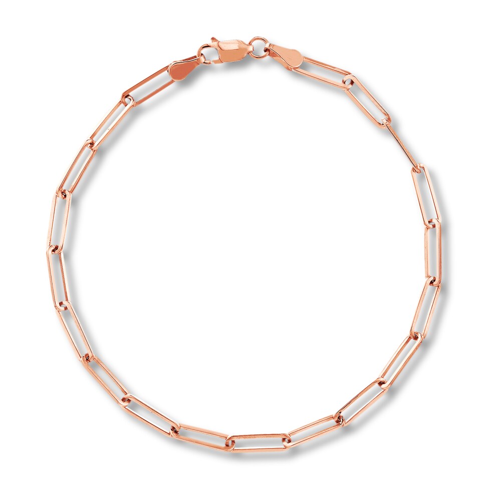 Paper Clip Chain Bracelet 14K Rose Gold 8" mKNpAwv0 Paper Clip Chain Bracelet 14K Rose Gold 8" mKNpAwv0