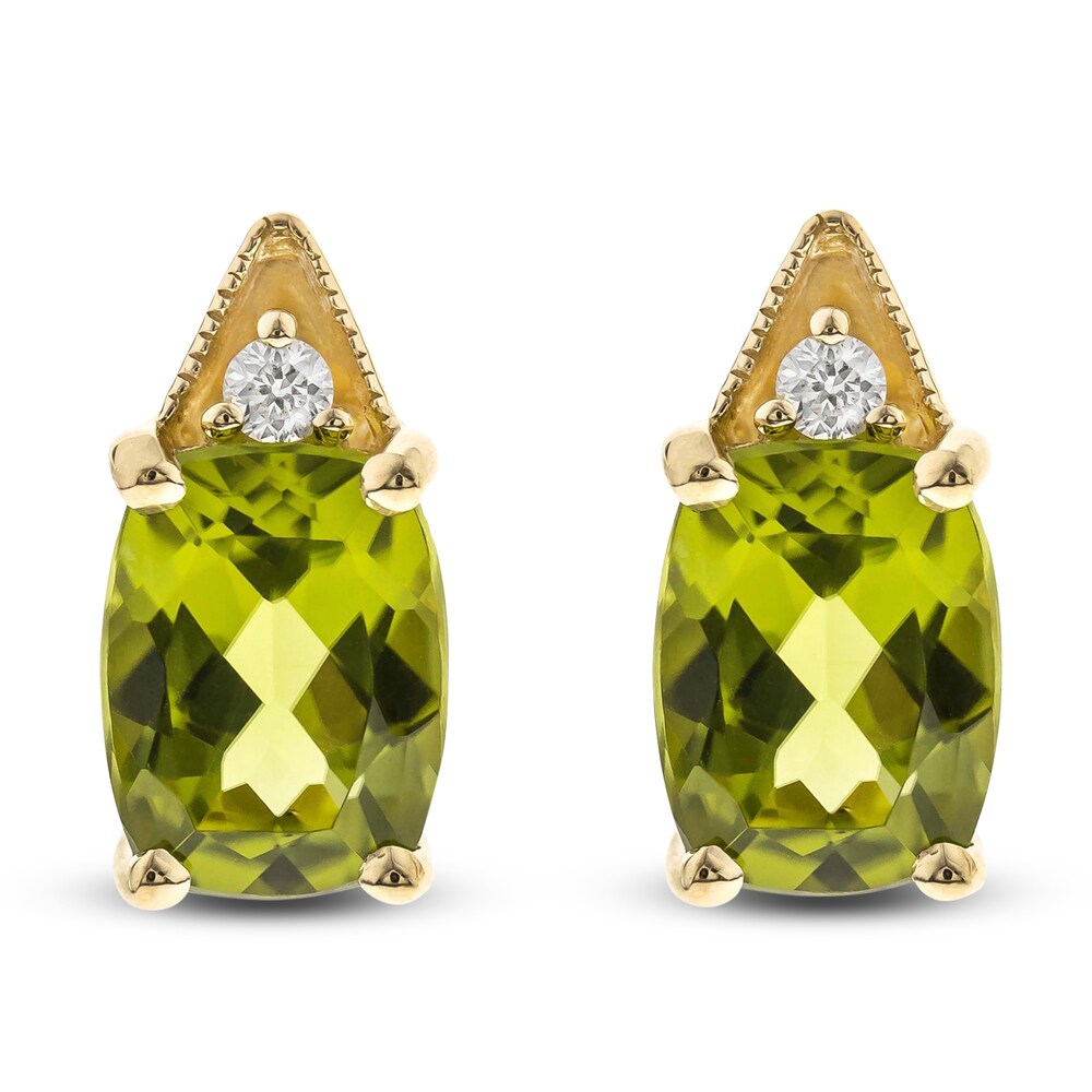 Natural Peridot Earrings 1/20 ct tw Diamonds 10K Yellow Gold mNJrDkPM Natural Peridot Earrings 1/20 ct tw Diamonds 10K Yellow Gold mNJrDkPM