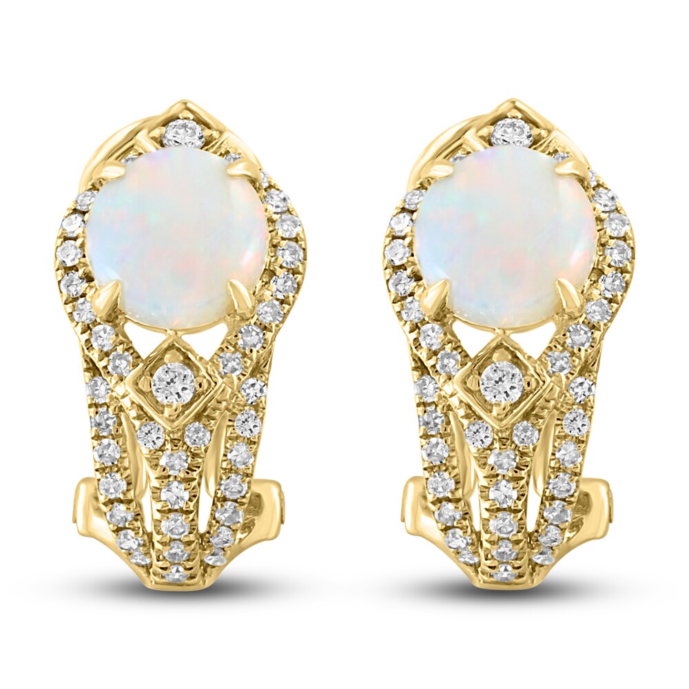 LALI Jewels Natural Opal Earrings 1/3 ct tw Diamonds 14K Yellow Gold mUNHmoj1 LALI Jewels Natural Opal Earrings 1/3 ct tw Diamonds 14K Yellow Gold mUNHmoj1
