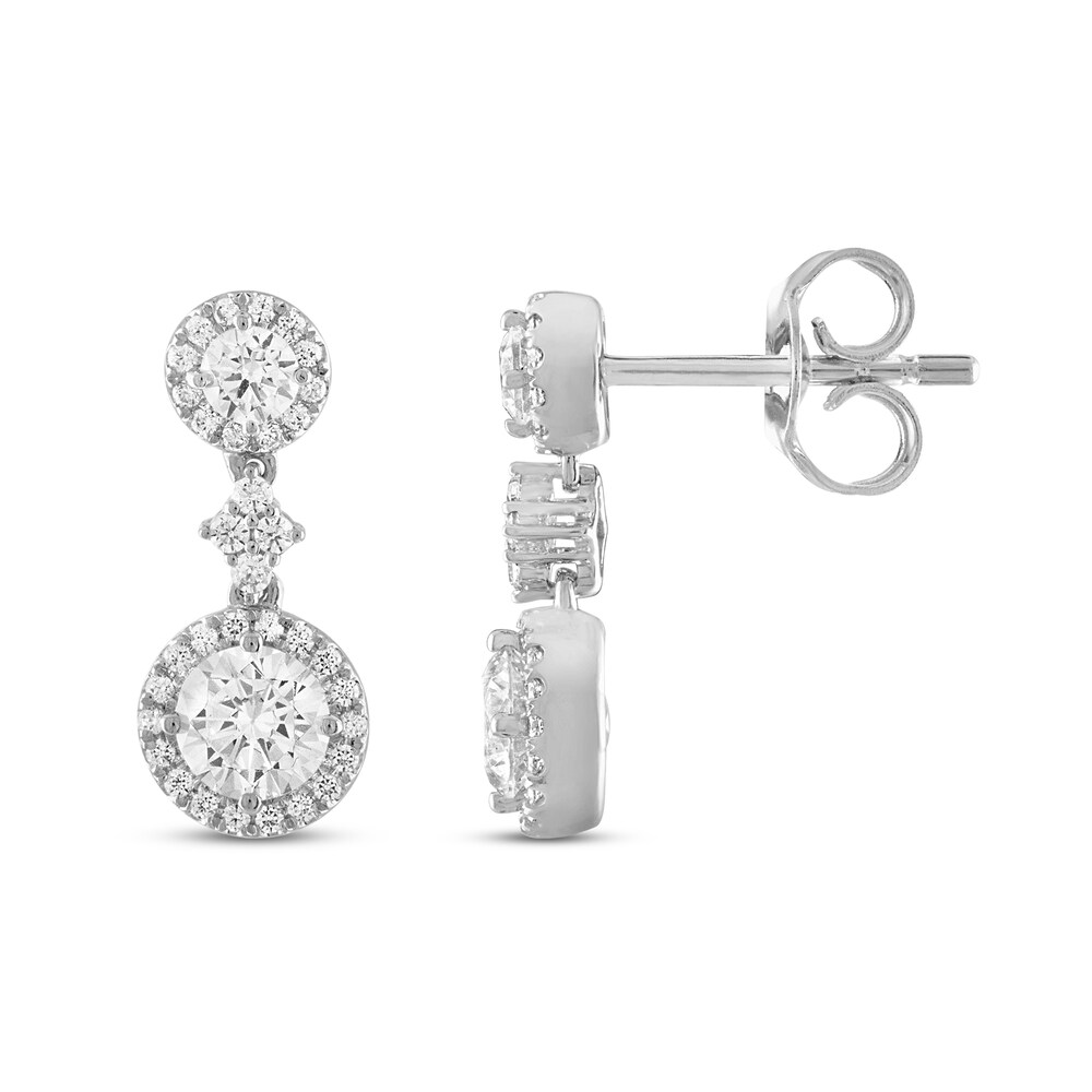 Hearts Desire Diamond Earrings 1 ct tw Round 18K White Gold mZNJ7Snk