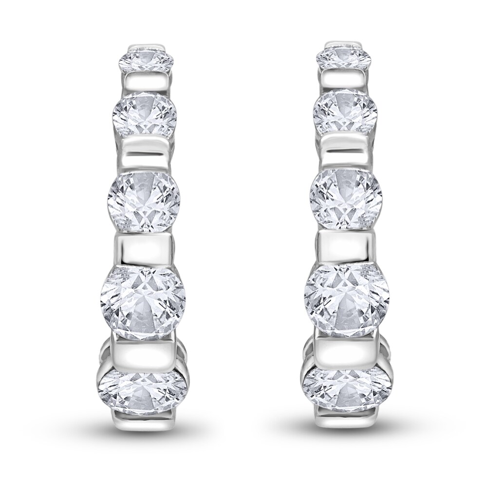 Diamond Journey Hoop Earrings 2 ct tw Round 14K White Gold mmF82RUs Diamond Journey Hoop Earrings 2 ct tw Round 14K White Gold mmF82RUs