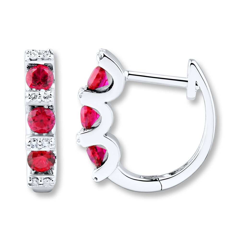 Lab-Created Ruby Earrings 1/20 ct tw Diamonds Sterling Silver mspWOuEG