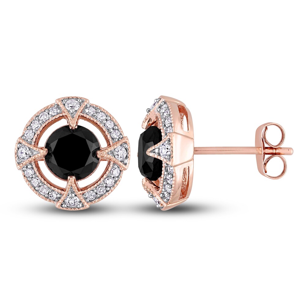 Black & White Diamond Stud Earrings 2-1/5 ct tw Round 10K Rose Gold muWQGR29 Black & White Diamond Stud Earrings 2-1/5 ct tw Round 10K Rose Gold muWQGR29
