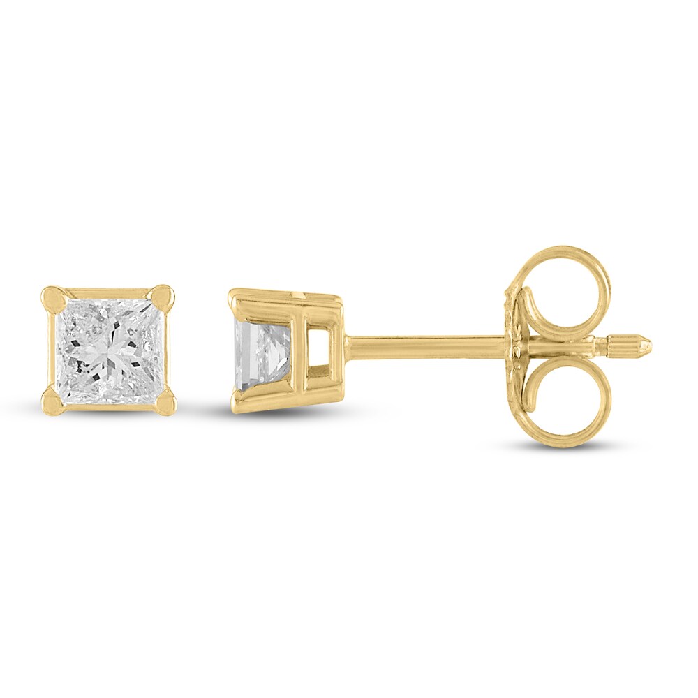 Diamond Solitaire Earrings 1/3 ct tw Princess 14K Yellow Gold (I2/I) n9vxU3Q3