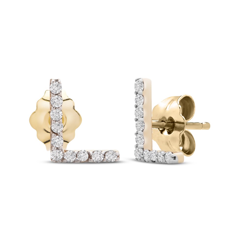 Diamond Letter L Earrings 1/10 ct tw Round 10K Yellow Gold nNDzRrHr Diamond Letter L Earrings 1/10 ct tw Round 10K Yellow Gold nNDzRrHr