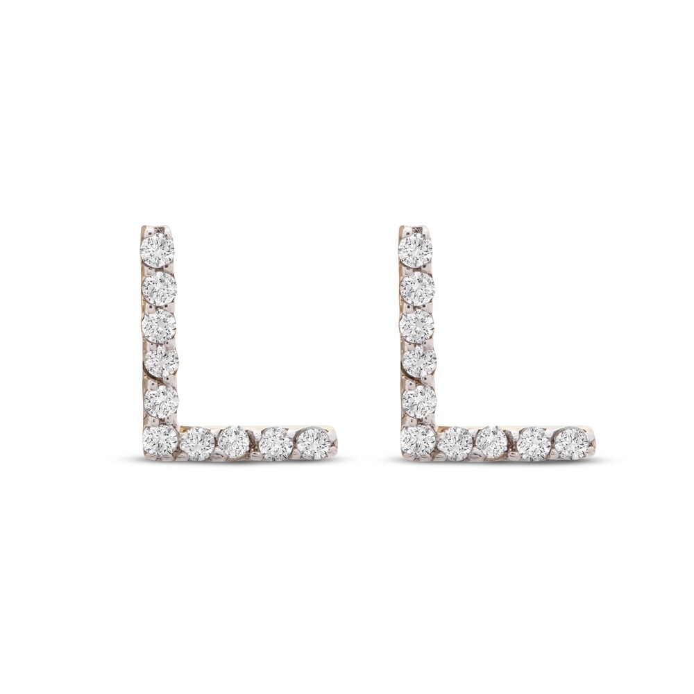 Diamond Letter L Earrings 1/10 ct tw Round 10K Yellow Gold nNDzRrHr Diamond Letter L Earrings 1/10 ct tw Round 10K Yellow Gold nNDzRrHr