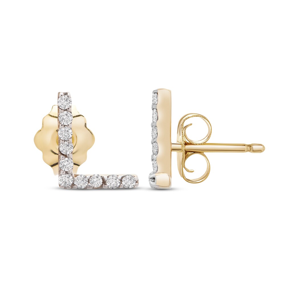 Diamond Letter L Earrings 1/10 ct tw Round 10K Yellow Gold nNDzRrHr Diamond Letter L Earrings 1/10 ct tw Round 10K Yellow Gold nNDzRrHr