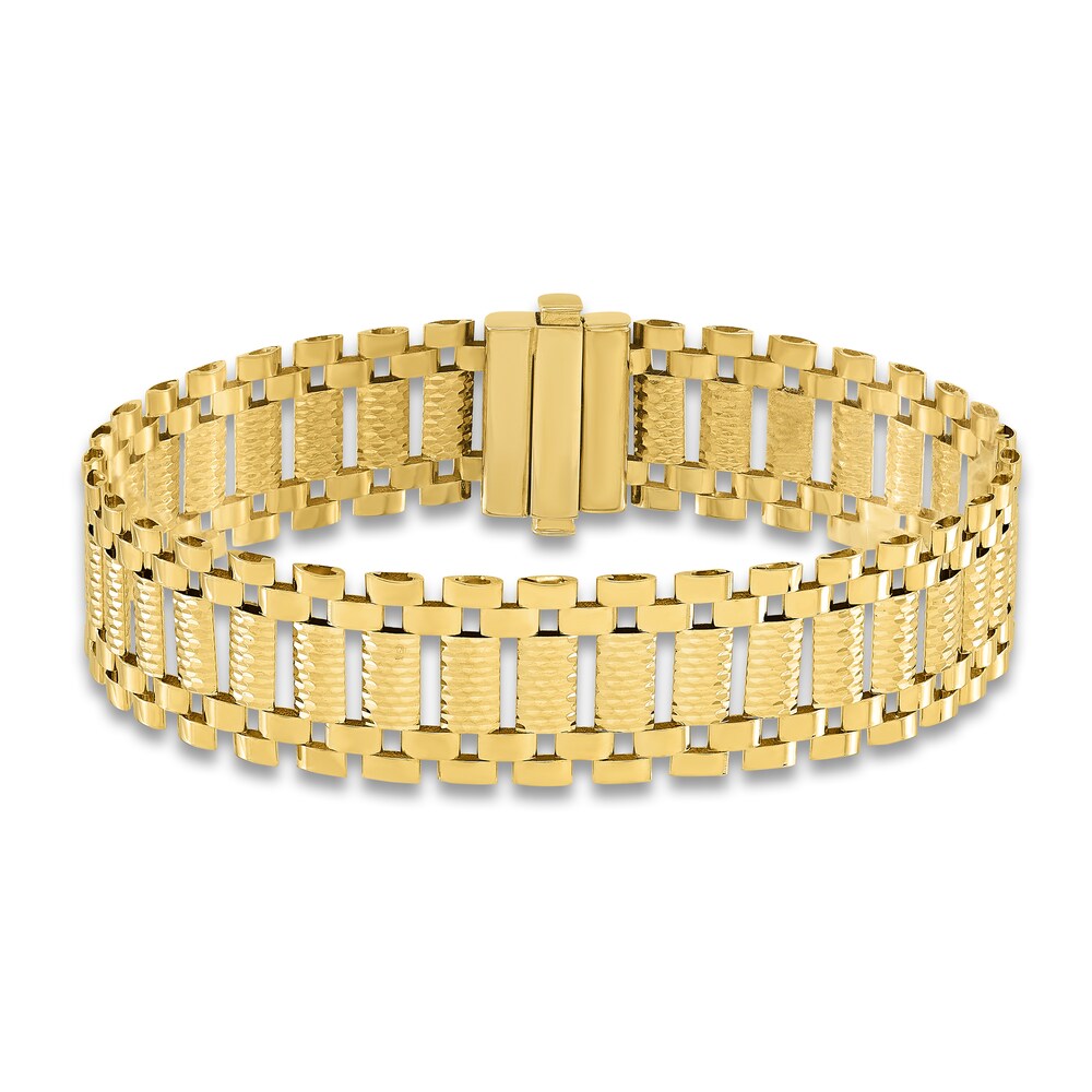 Men\'s Diamond-Cut Link Chain Bracelet 14K Yellow Gold 7.75\" nVKP1qkw Men\'s Diamond-Cut Link Chain Bracelet 14K Yellow Gold 7.75\" nVKP1qkw
