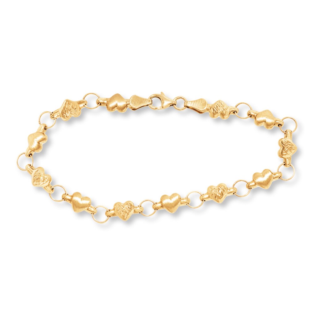 Heart Link Bracelet 14K Yellow Gold 7.25" Length naDkJUur Heart Link Bracelet 14K Yellow Gold 7.25" Length naDkJUur