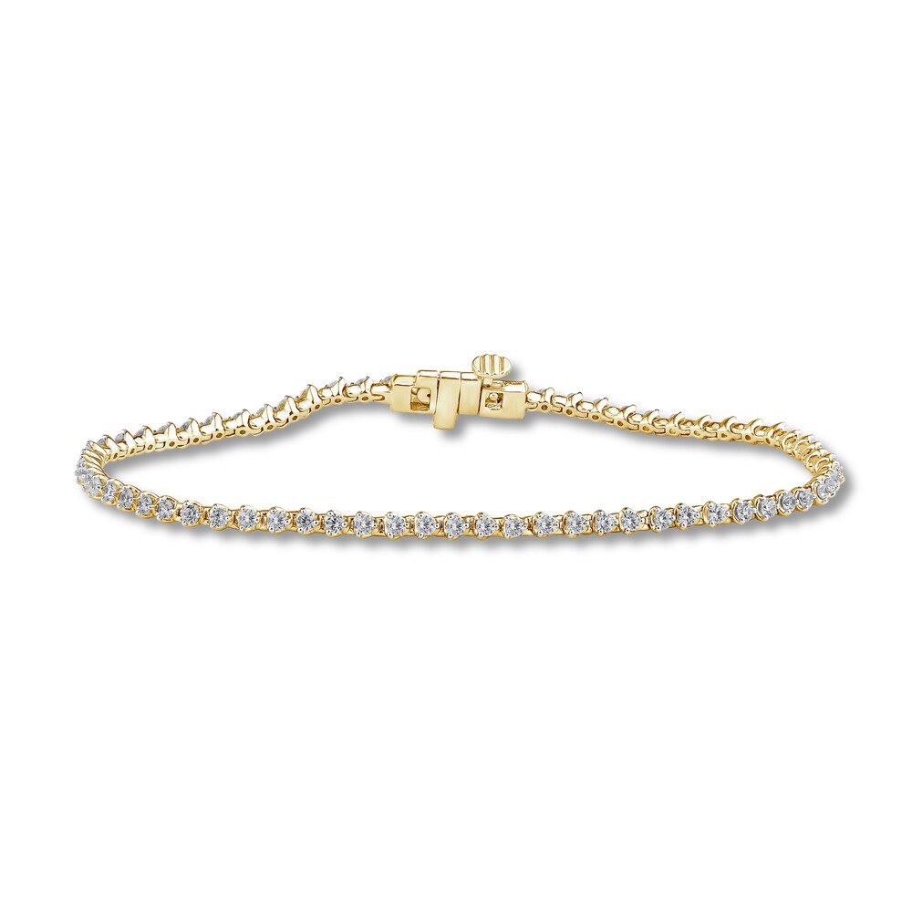 Diamond Tennis Bracelet 2 ct tw Round 10K Yellow Gold 7.25" nelvDydU