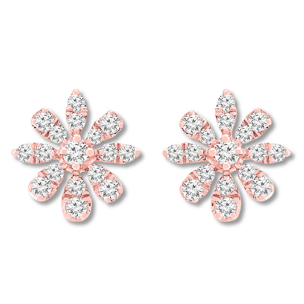 Diamond Flower Earrings 3/8 ct tw Round-cut 10K Rose Gold nfiDrJj5