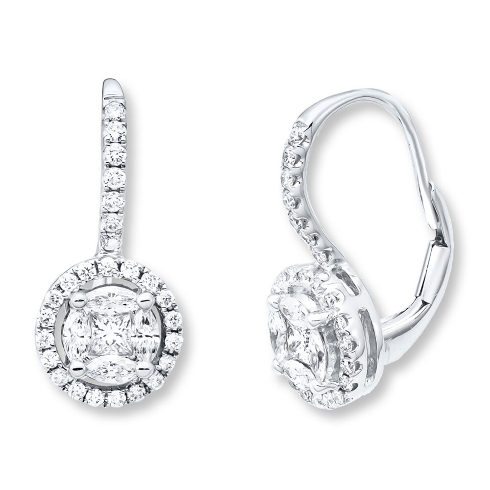 Diamond Drop Earrings 3/4 carat tw 14K White Gold nlPygTNo Diamond Drop Earrings 3/4 carat tw 14K White Gold nlPygTNo
