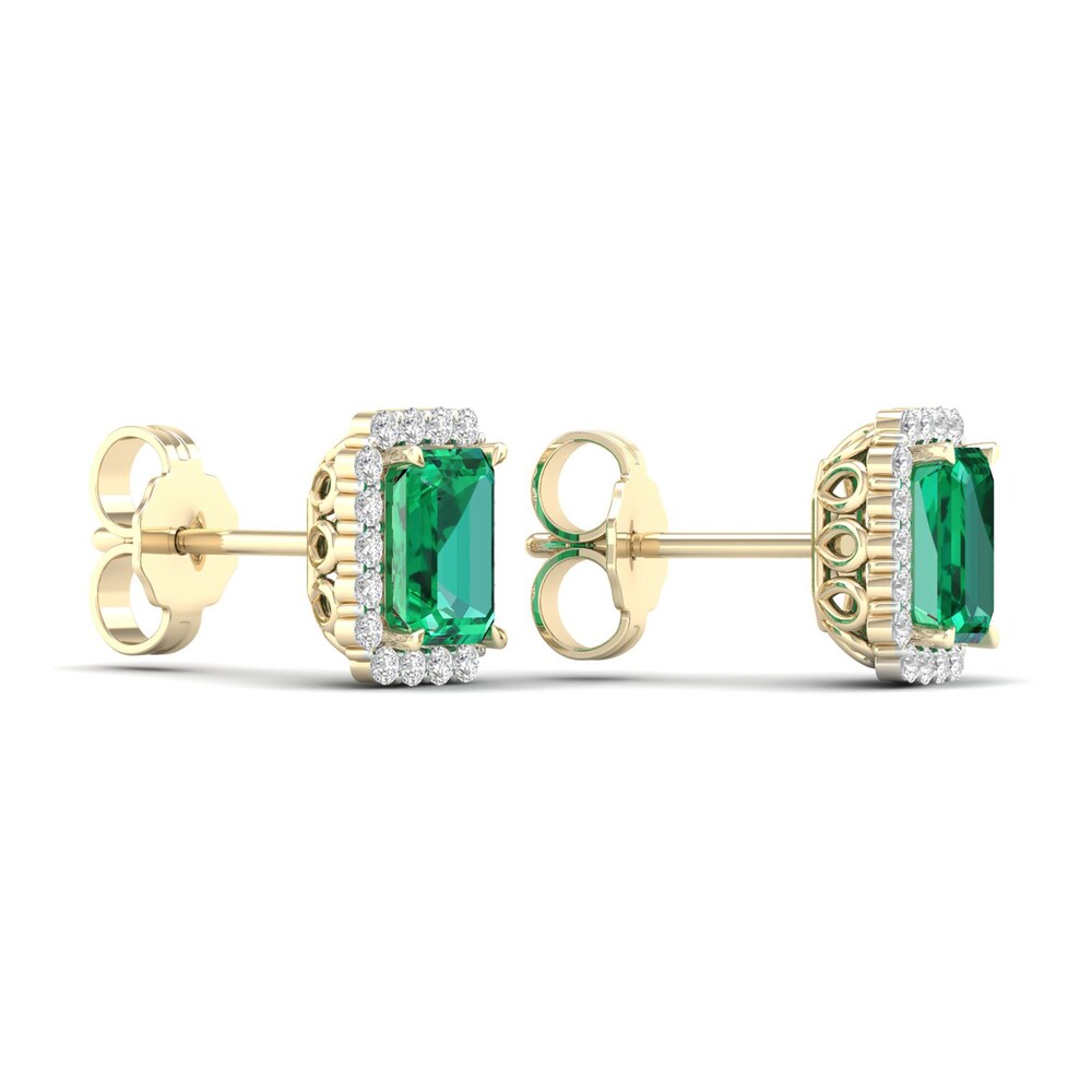 Lab-Created Emerald & Lab-Created White Sapphire Stud Earrings 10K Yellow Gold nqm1LJZV Lab-Created Emerald & Lab-Created White Sapphire Stud Earrings 10K Yellow Gold nqm1LJZV
