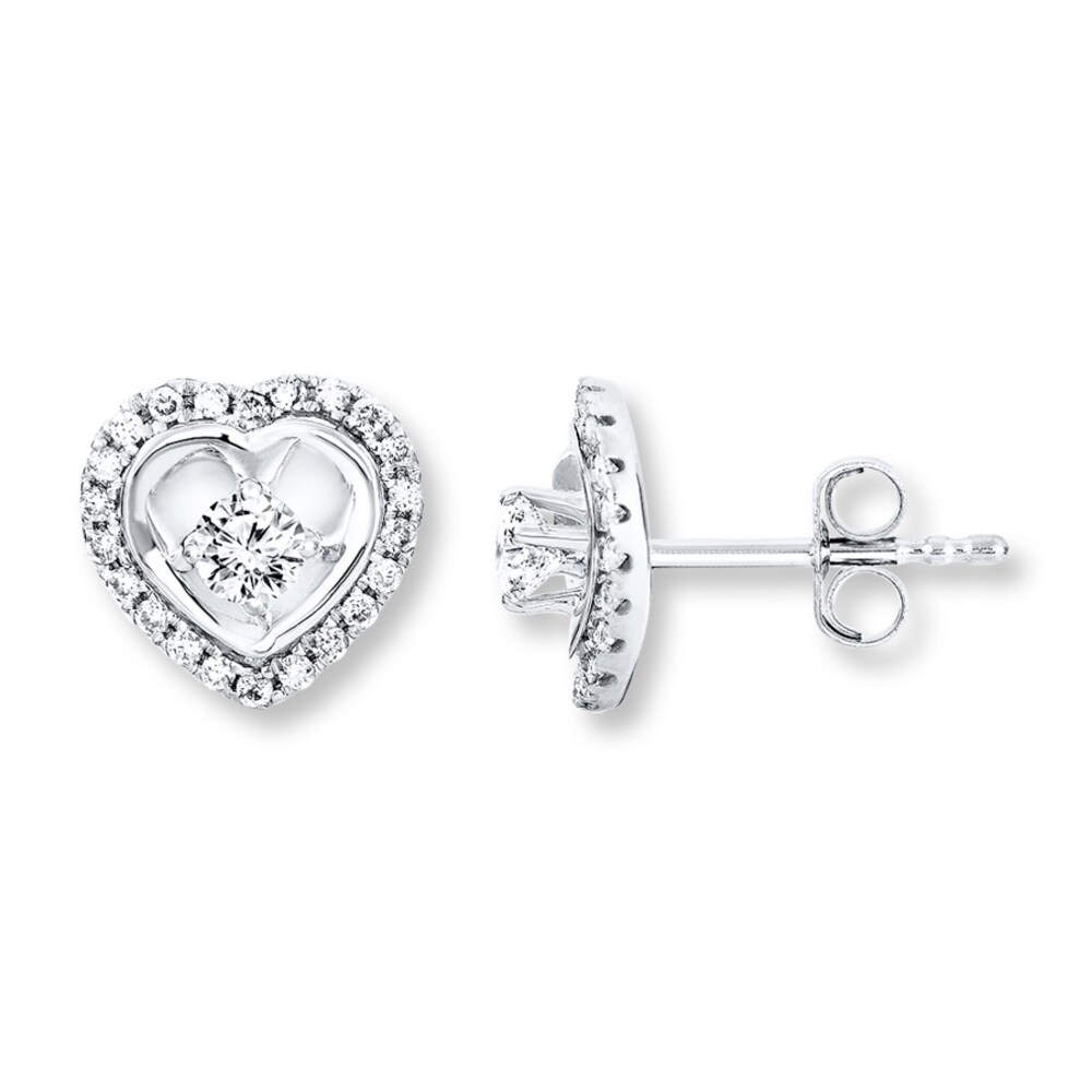 Diamond Heart Earrings 1/2 ct tw Round-cut 14K White Gold nr3BjhiL