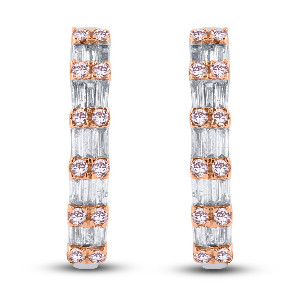 Pink & White Diamond Earrings 3/8 ct tw Round/Baguette 14K Two-Tone Gold oAIKKDcv Pink & White Diamond Earrings 3/8 ct tw Round/Baguette 14K Two-Tone Gold oAIKKDcv