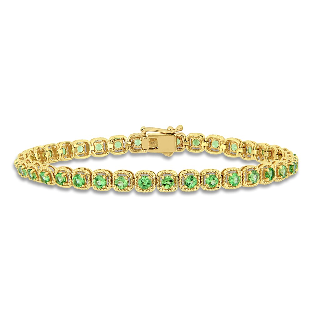 Natural Tsavorite Garnet Tennis Bracelet 14K Yellow Gold 7" oHrONell