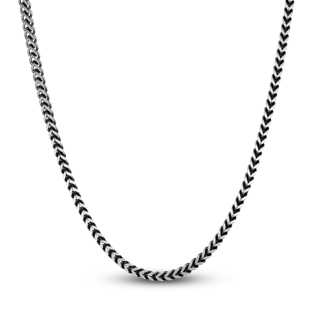 Men\'s Foxtail Chain Necklace/Bracelet Set Black Ion-Plated Stainless Steel oL9u9Txx