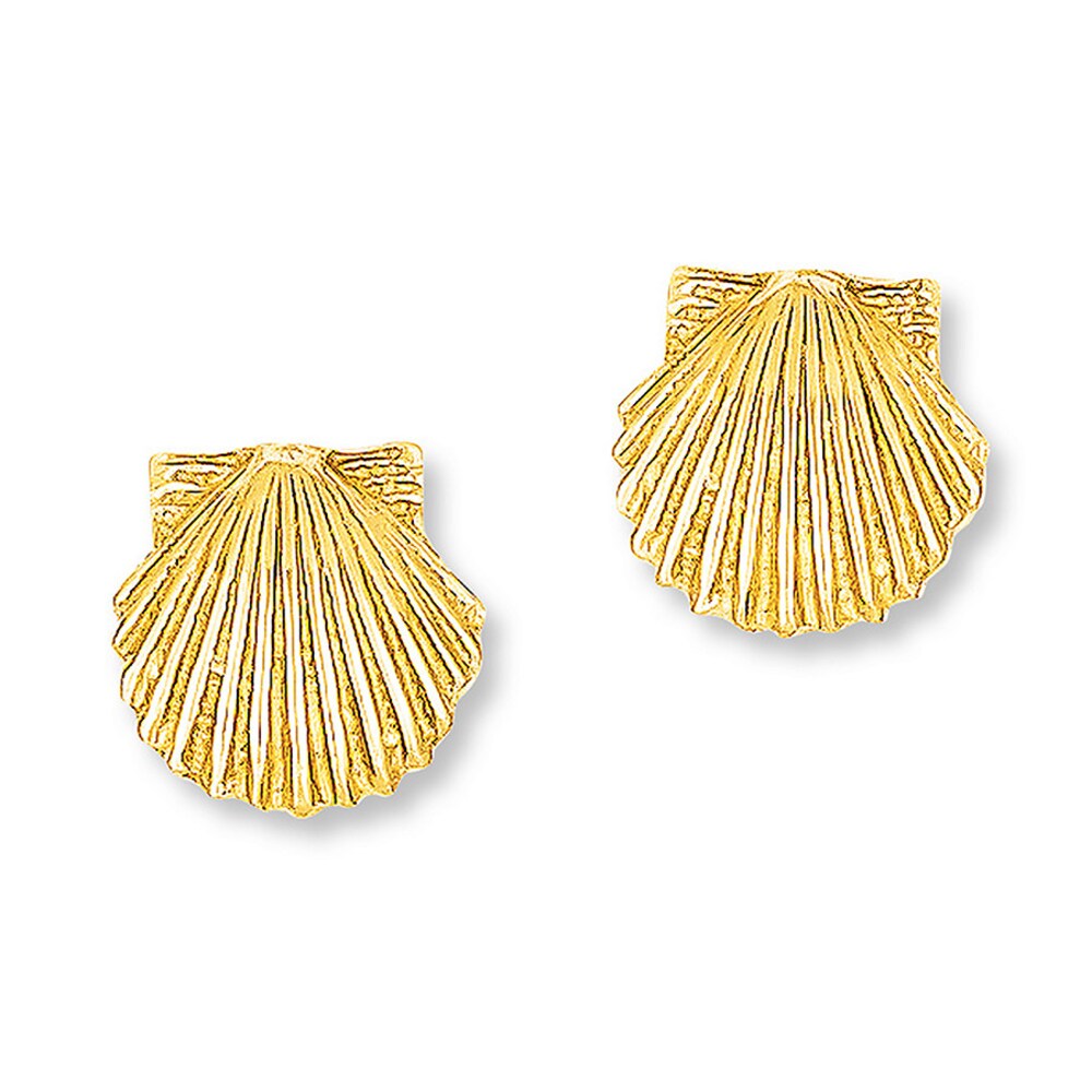 Seashell Earrings 14K Yellow Gold oTyczTP9 Seashell Earrings 14K Yellow Gold oTyczTP9