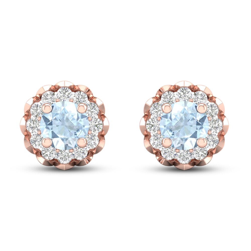 Aquamarine Earrings 5/8 ct tw Diamonds 10K Rose Gold oX0ud4Hj