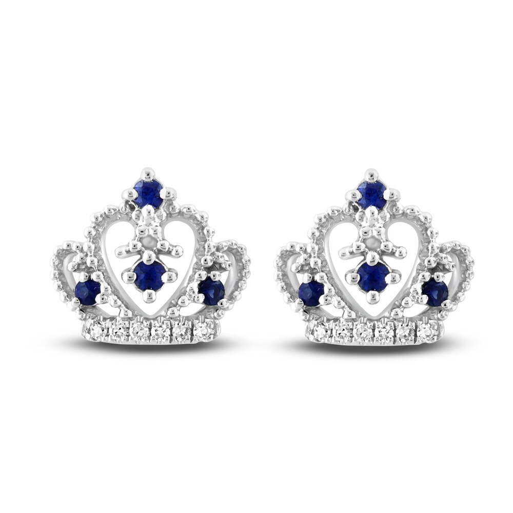 Natural Blue Sapphire Stud Earrings 1/10 ct tw Diamonds 14K White Gold otO7MrVq Natural Blue Sapphire Stud Earrings 1/10 ct tw Diamonds 14K White Gold otO7MrVq
