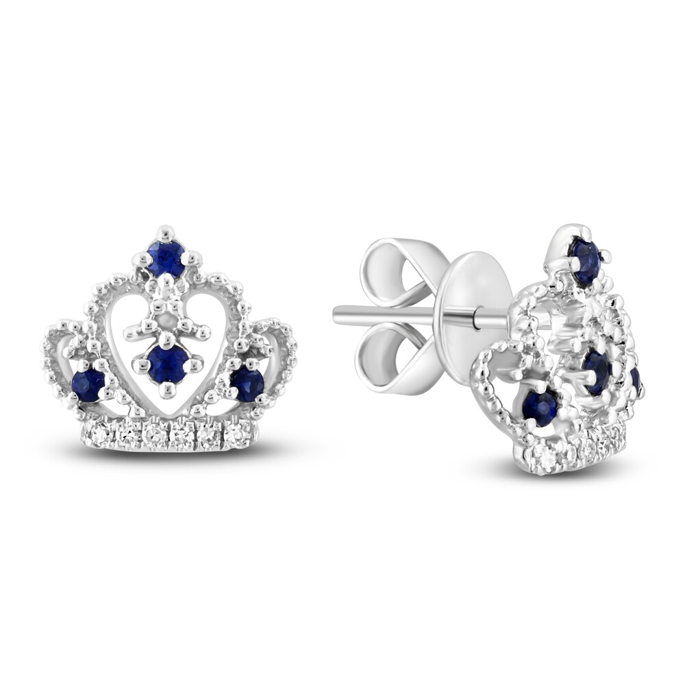 Natural Blue Sapphire Stud Earrings 1/10 ct tw Diamonds 14K White Gold otO7MrVq Natural Blue Sapphire Stud Earrings 1/10 ct tw Diamonds 14K White Gold otO7MrVq