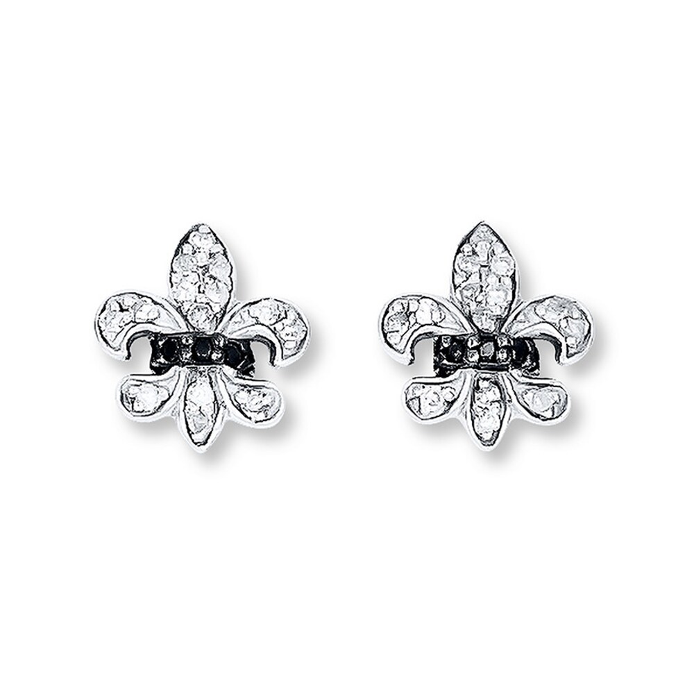 Fleur-de-Lis Earrings 1/6 ct tw Diamonds Sterling Silver ovXOFD5W Fleur-de-Lis Earrings 1/6 ct tw Diamonds Sterling Silver ovXOFD5W