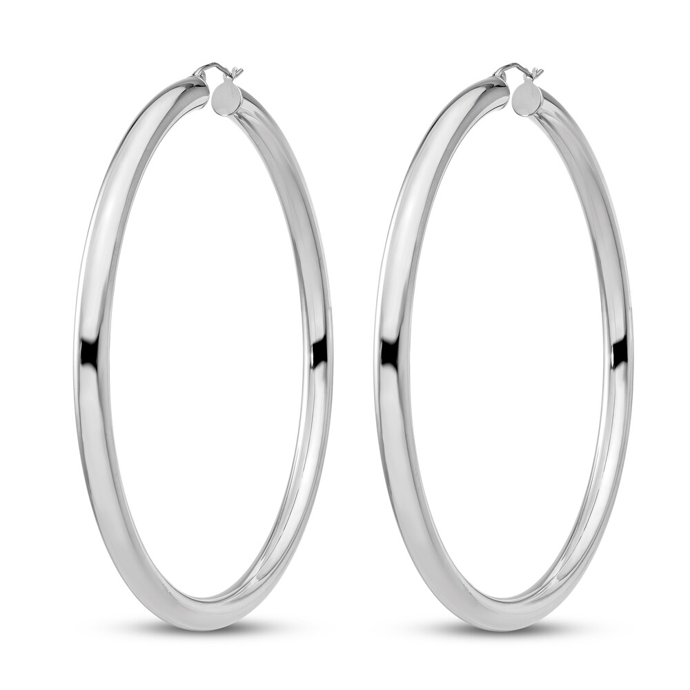Round Hoop Earrings Sterling Silver oyF26S2V Round Hoop Earrings Sterling Silver oyF26S2V