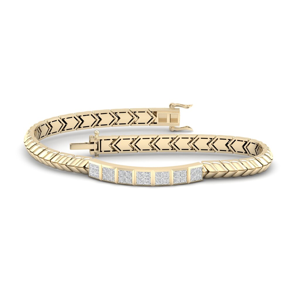 Men\'s Diamond Bracelet 1-1/3 ct tw Princess 10K Yellow Gold p2w1HBkw