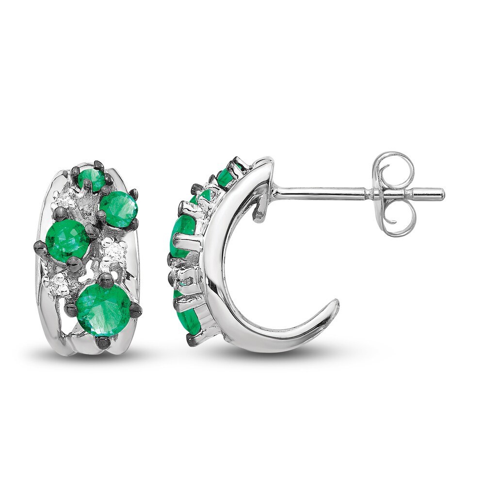 Natural Emerald Stud Earrings 1/20 ct tw Diamonds 14K White Gold p4Z4cjBm Natural Emerald Stud Earrings 1/20 ct tw Diamonds 14K White Gold p4Z4cjBm