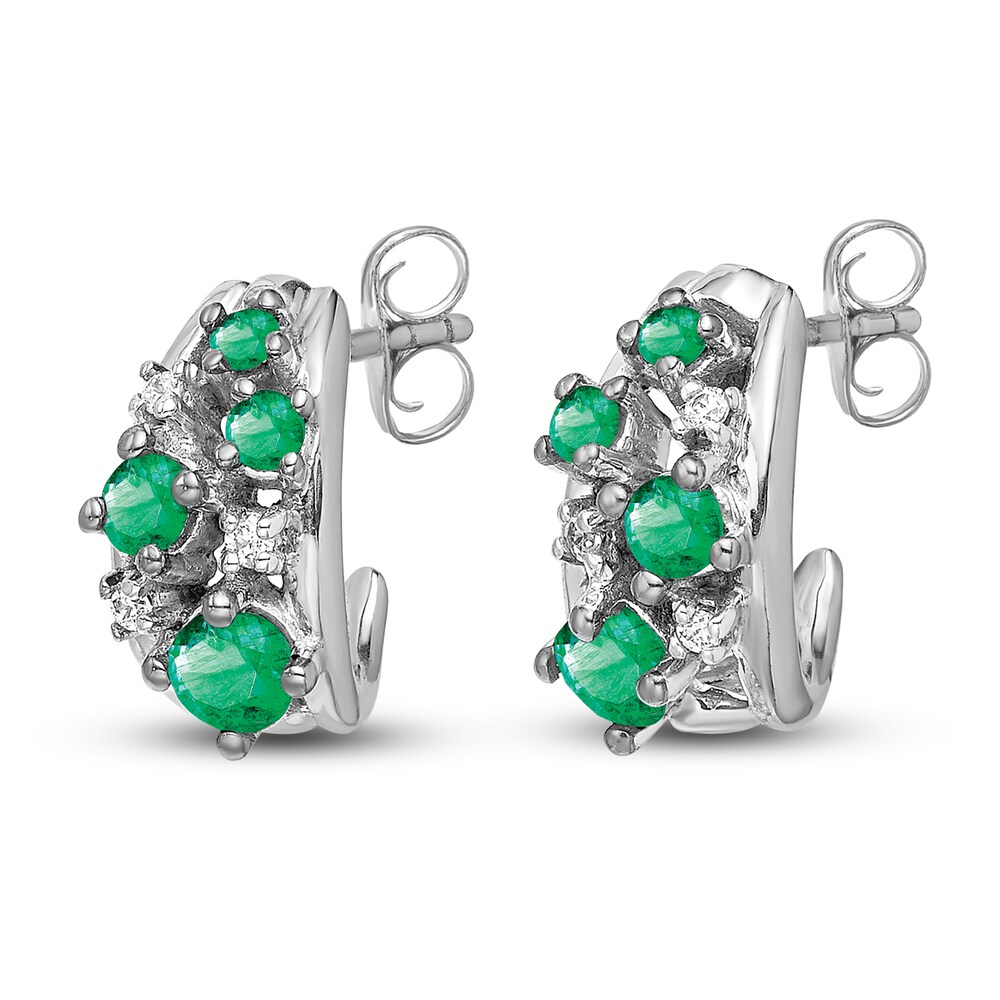 Natural Emerald Stud Earrings 1/20 ct tw Diamonds 14K White Gold p4Z4cjBm Natural Emerald Stud Earrings 1/20 ct tw Diamonds 14K White Gold p4Z4cjBm