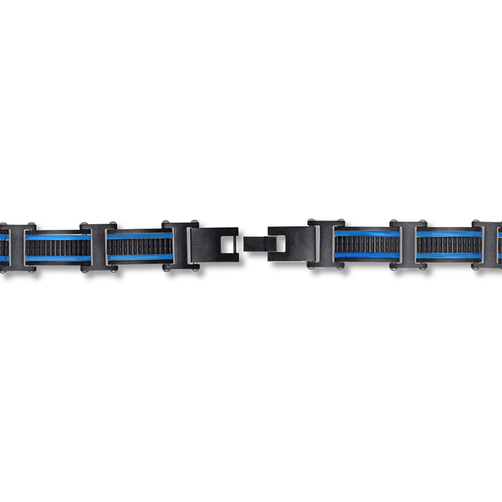 Men\'s Link Bracelet Blue & Black Stainless Steel 8.5\" p7zvHCfZ Men\'s Link Bracelet Blue & Black Stainless Steel 8.5\" p7zvHCfZ