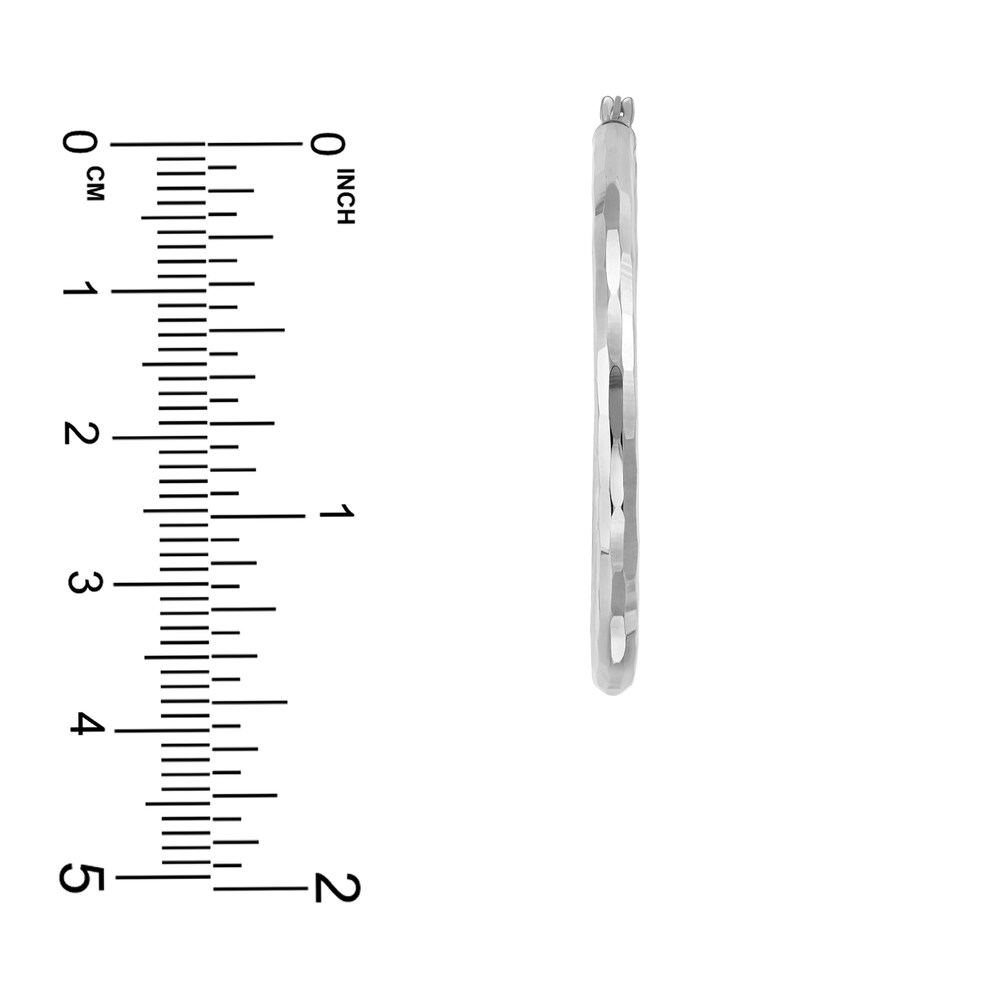 Hollow Tube Hoop Earrings 10K White Gold 40mm p9pBW9V5