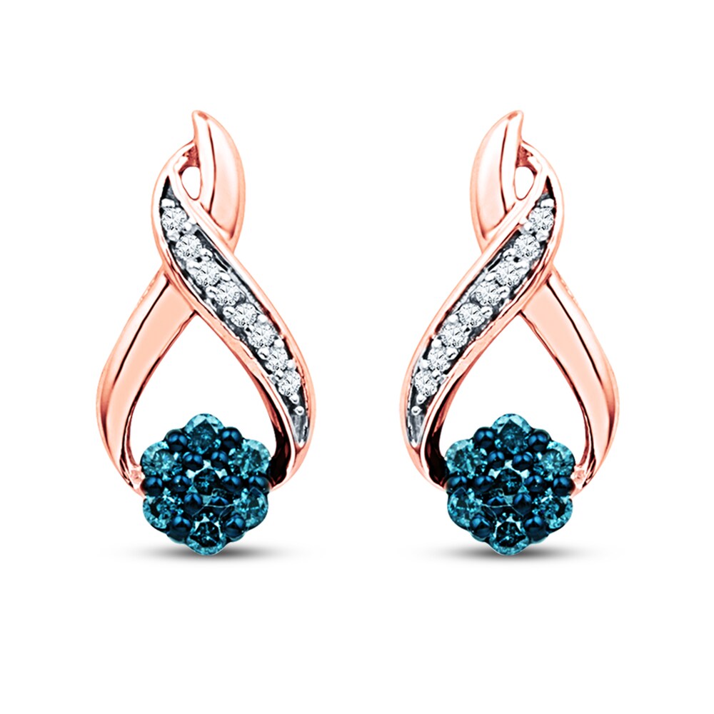 Blue/White Diamond Earrings 1/5 ct tw 10K Rose Gold pRxQ9eQy Blue/White Diamond Earrings 1/5 ct tw 10K Rose Gold pRxQ9eQy