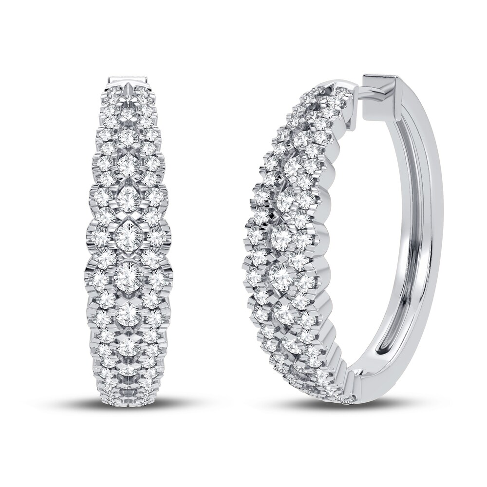 Diamond Hoop Earrings 1 ct tw Round 14K White Gold paNVL6aQ Diamond Hoop Earrings 1 ct tw Round 14K White Gold paNVL6aQ