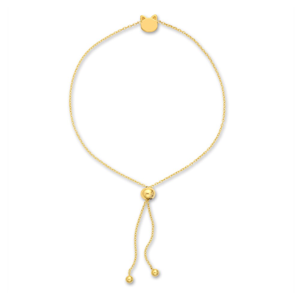 Cat Head Bolo Bracelet 14K Yellow Gold peaaDfmD Cat Head Bolo Bracelet 14K Yellow Gold peaaDfmD