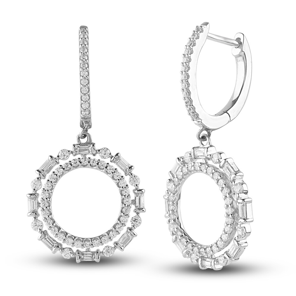 Diamond Drop Earrings 3/4 ct tw Round/Baguette 14K White Gold pnFwtW7a Diamond Drop Earrings 3/4 ct tw Round/Baguette 14K White Gold pnFwtW7a