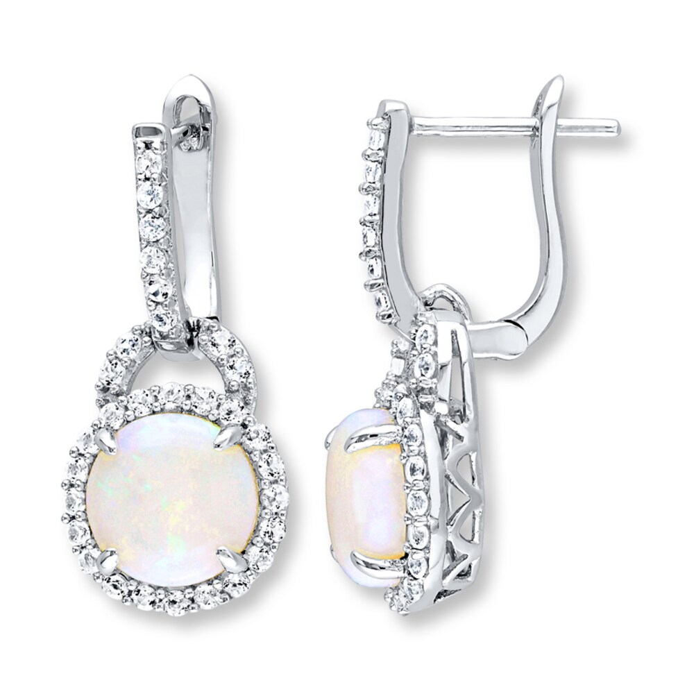 Natural Opal Earrings White Topaz Accents Sterling Silver prjt64kb Natural Opal Earrings White Topaz Accents Sterling Silver prjt64kb