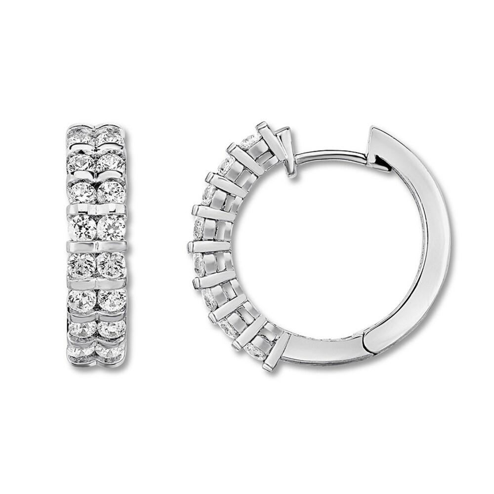 Diamond Hoop Earrings 1-1/2 ct tw Round-cut 14K White Gold q73rQqNw Diamond Hoop Earrings 1-1/2 ct tw Round-cut 14K White Gold q73rQqNw